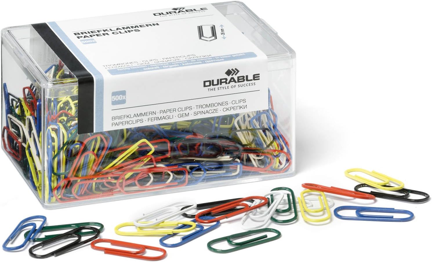 Durable Colour-Coated Metal Paper Clips 26mm | Assorted Colours | 500 Pack