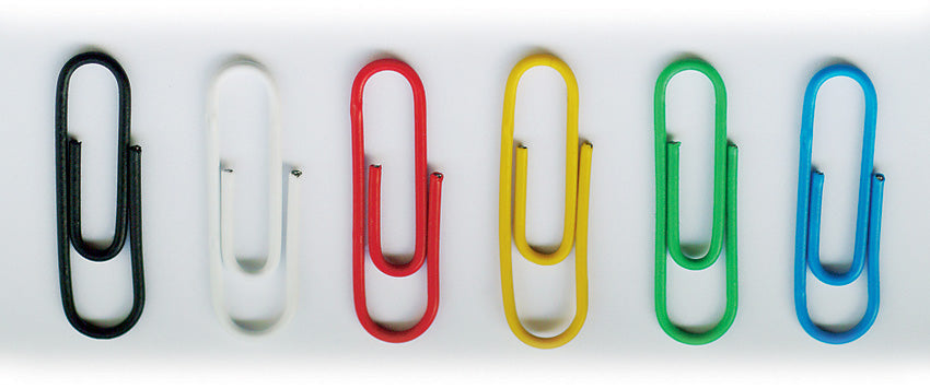 Durable Plastic Coated Metal Paper Clips 26mm | Assorted Colours | 100 Pack