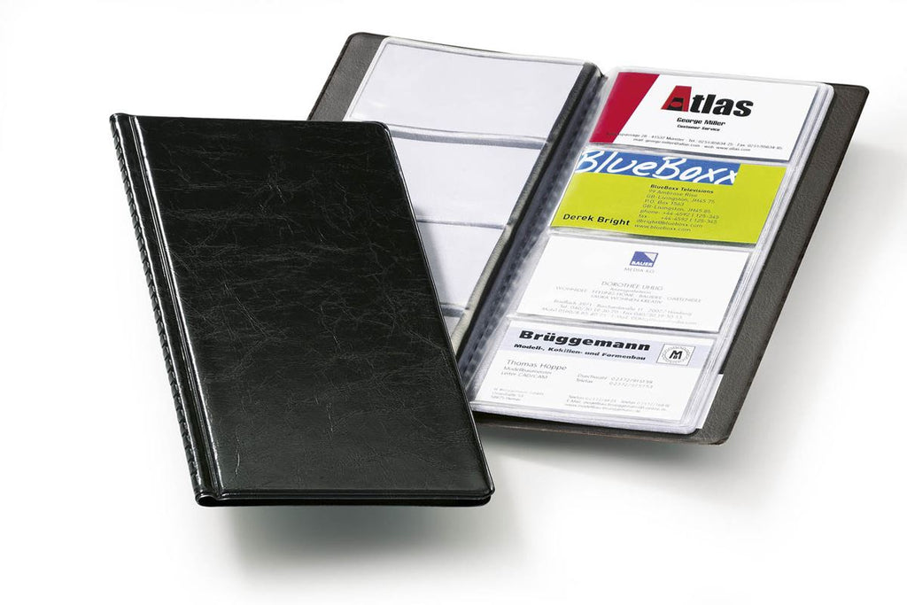 Durable Business Card Holder Book Album | 96 Card Capacity | Fits Instax Mini Photos | Leather Look Black