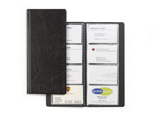 Durable Business Card Holder Book Album | 96 Card Capacity | Fits Instax Mini Photos | Leather Look Black