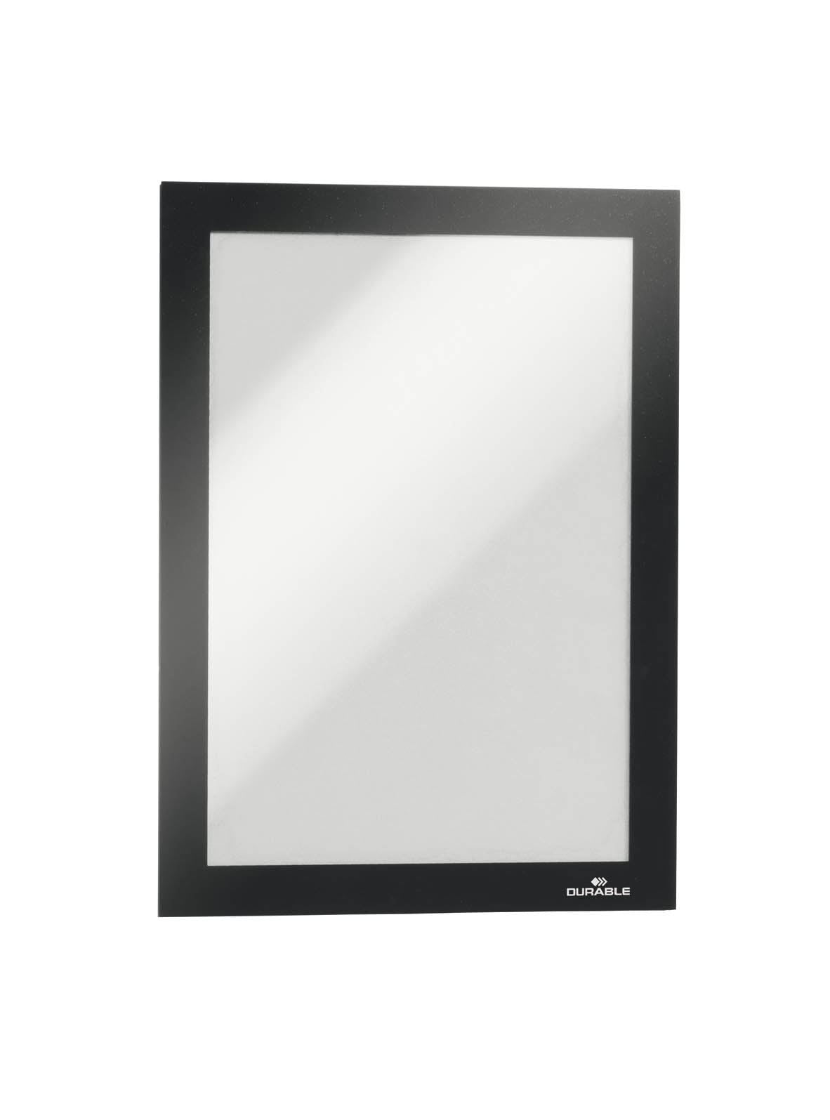 Durable DURAFRAME Self-Adhesive Magnetic Sign Picture Document Holder Frame | A5 Black