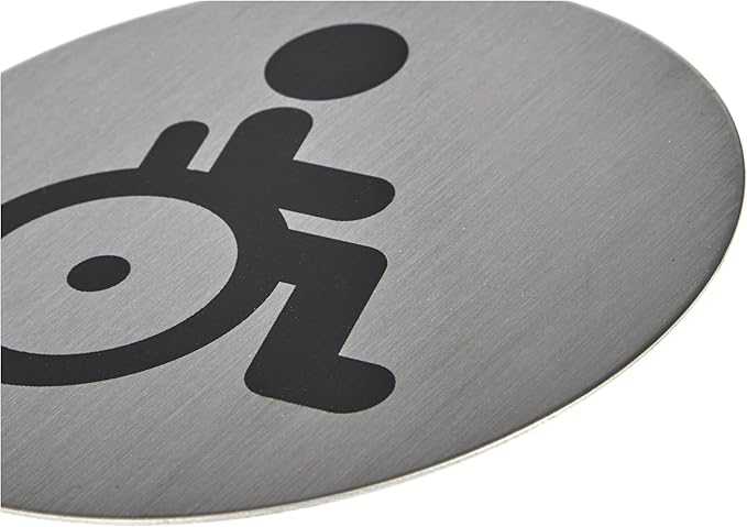 Durable Stainless Steel Disabled Toilet Door Sign | Wheelchair Symbol | 83mm Self-Adhesive