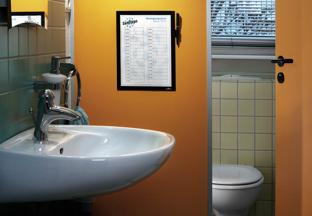 Durable DURAFRAME Note Write-Through Document Frame Magnetic Cover + Pen Holder | A4 Black | For Log Sheet, Check List, Cleaning Rota
