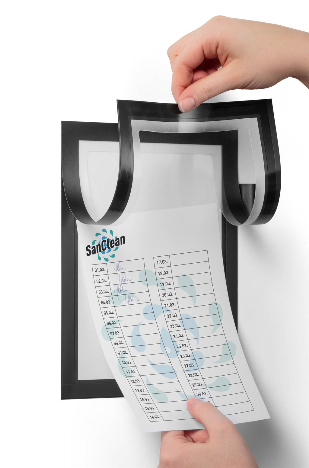 Durable DURAFRAME Note Write-Through Document Frame Magnetic Cover + Pen Holder | A5 Black | For Log Sheet, Check List, Cleaning Rota