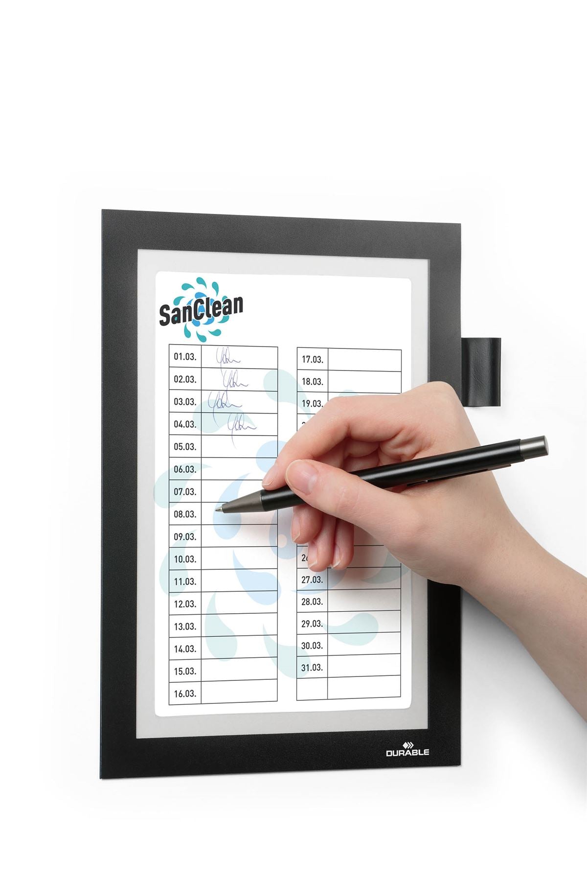 Durable DURAFRAME Note Write-Through Document Frame Magnetic Cover + Pen Holder | A5 Black | For Log Sheet, Check List, Cleaning Rota