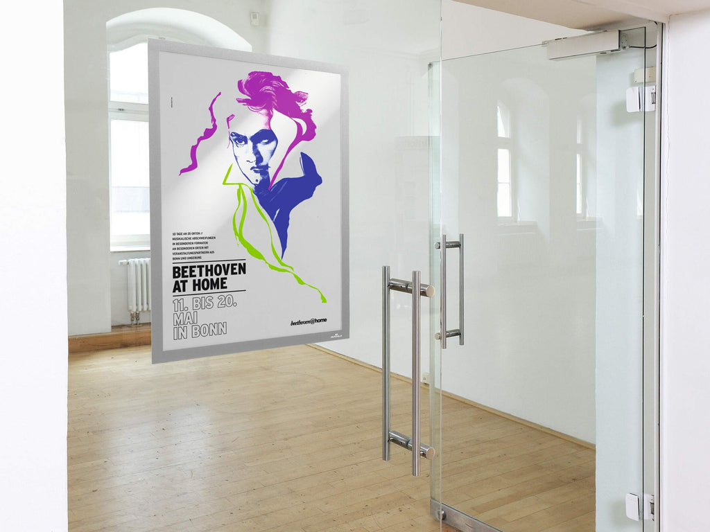 Durable DURAFRAME Self-Adhesive Wall Poster Window Sign Holder Frame UV | Magnetic Cover | A2 Silver