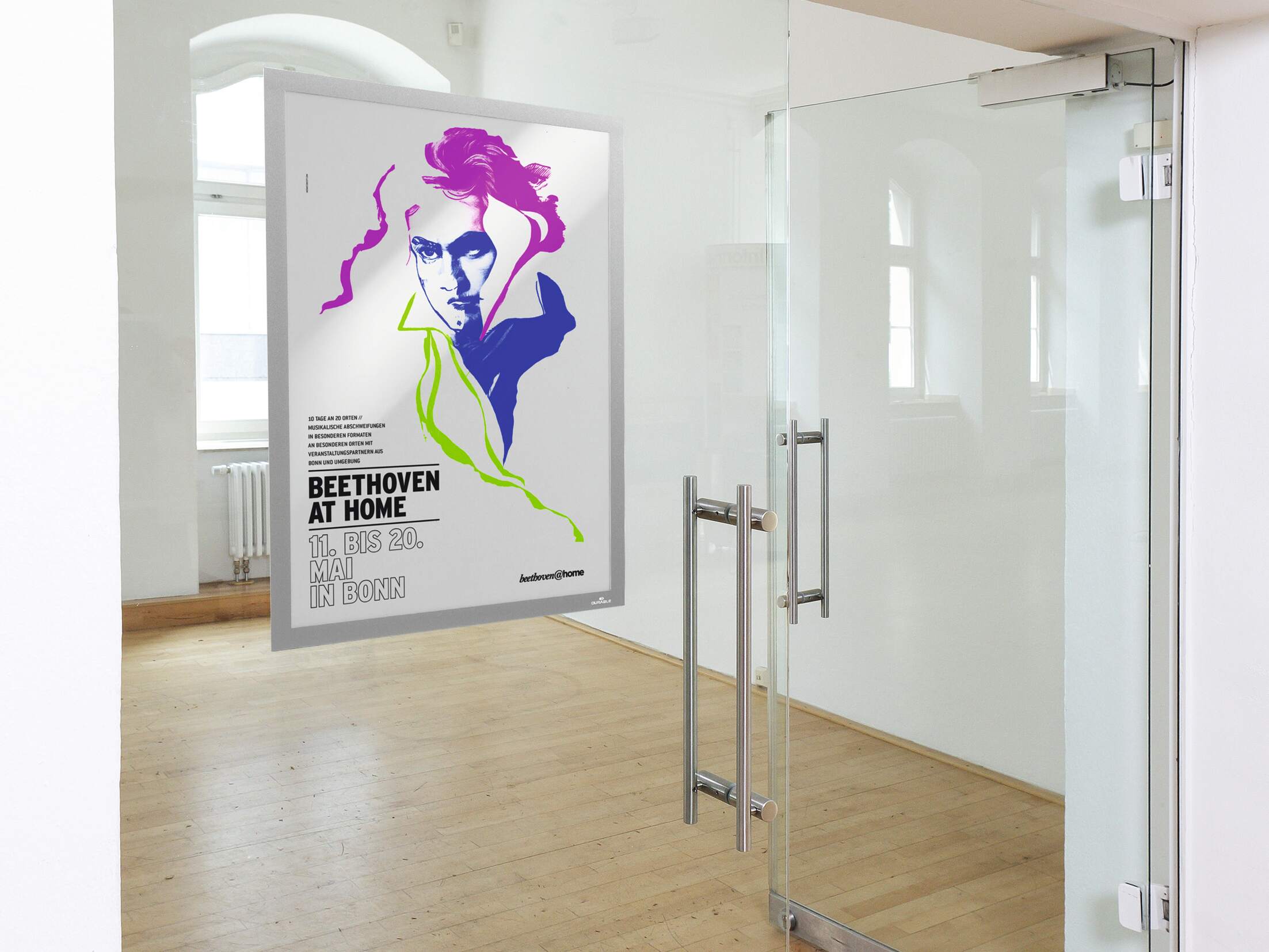 Durable DURAFRAME Self-Adhesive Wall Poster Window Sign Holder Frame UV | Magnetic Cover | A2 Silver
