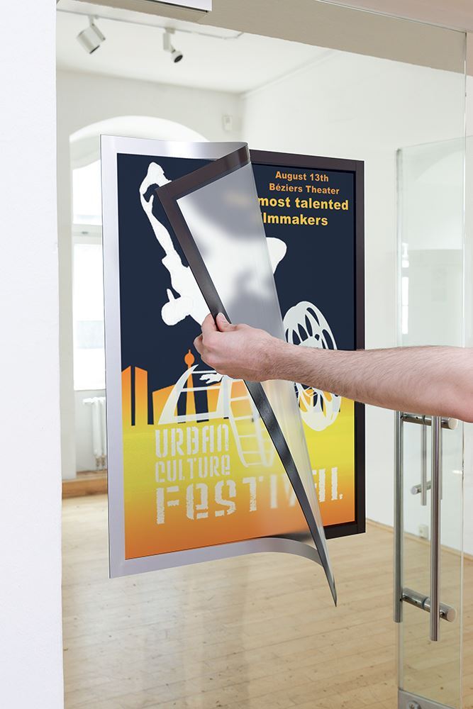 Durable DURAFRAME Self-Adhesive Wall Poster Window Sign Holder Frame UV | Magnetic Cover | A2 Silver