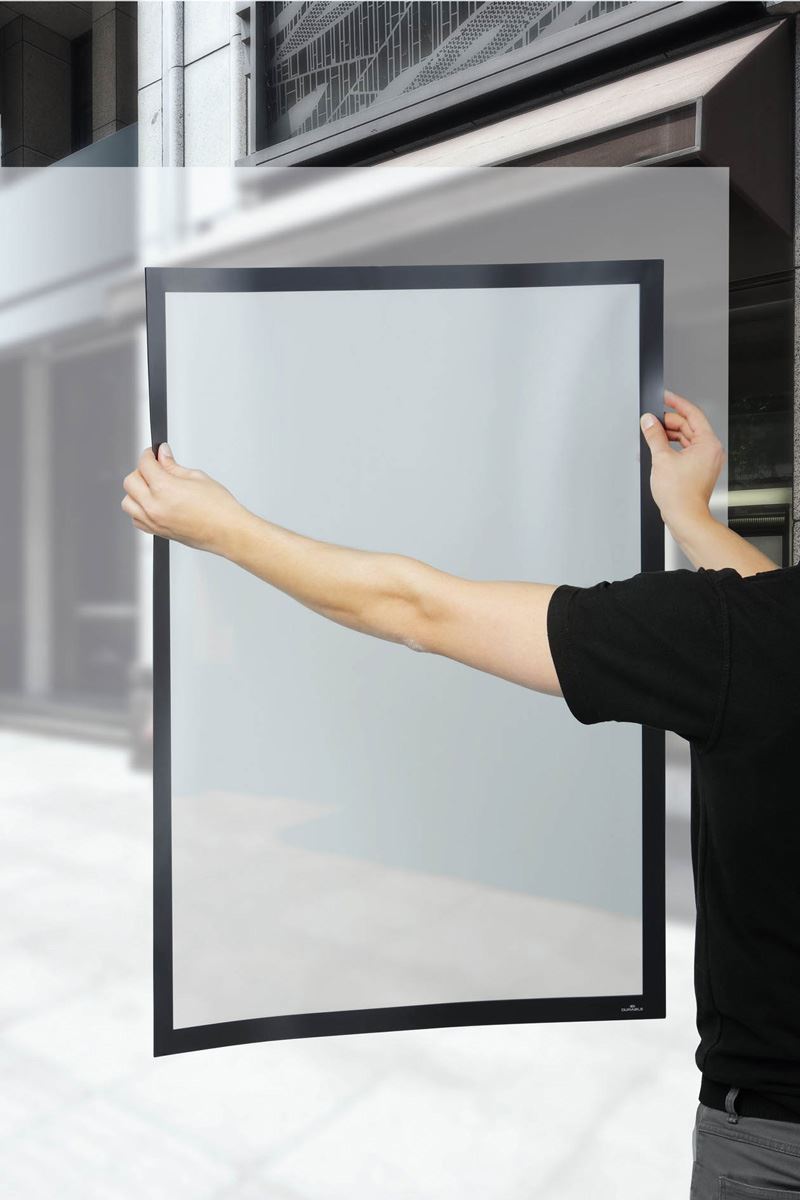 Durable DURAFRAME SUN Static Cling Window Poster Frame A2 | Magnetic Sign Holder | Silver