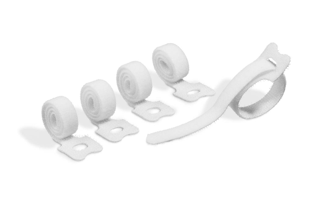 Durable Grip Tie Self-Grip Cable Ties | Reusable Hook and Loop Wire Organiser Straps | 5 Pack | White