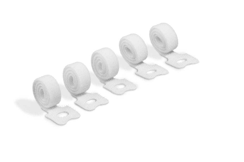 Durable Grip Tie Self-Grip Cable Ties | Reusable Hook and Loop Wire Organiser Straps | 5 Pack | White