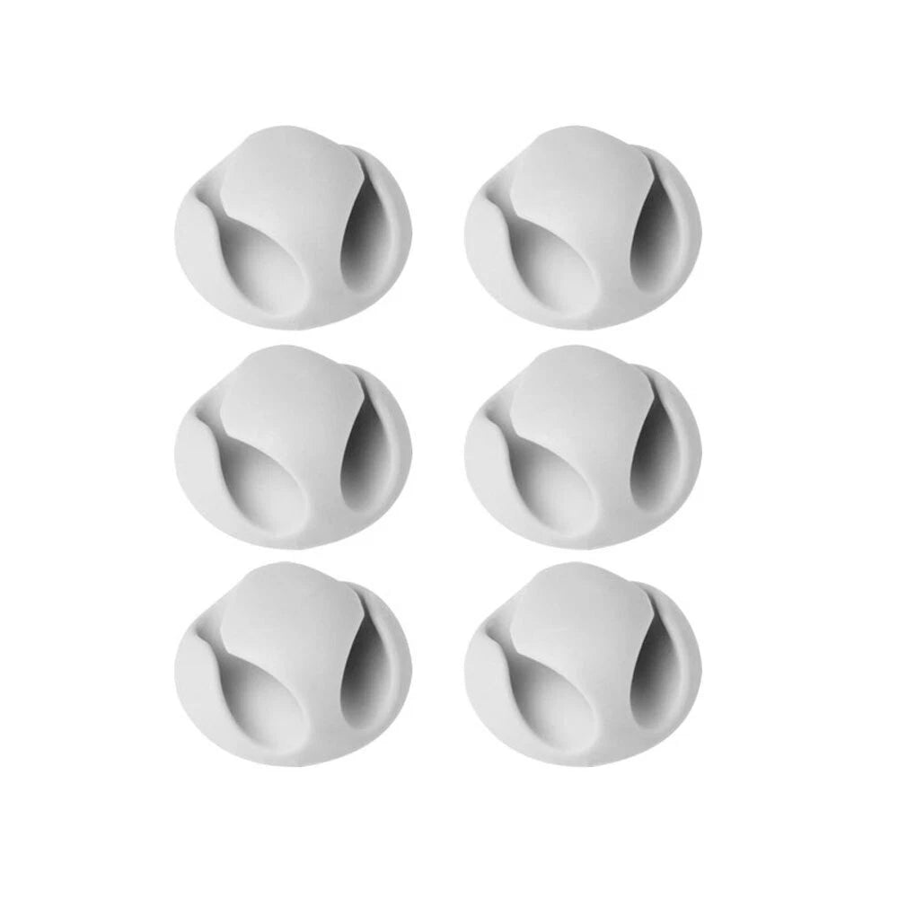 Durable Cable Clips Holder For 2 Wires | Pack of 6 | Grey 3M Self-Adhesive USB Charger Management Sticky Tidy for 2 Cables