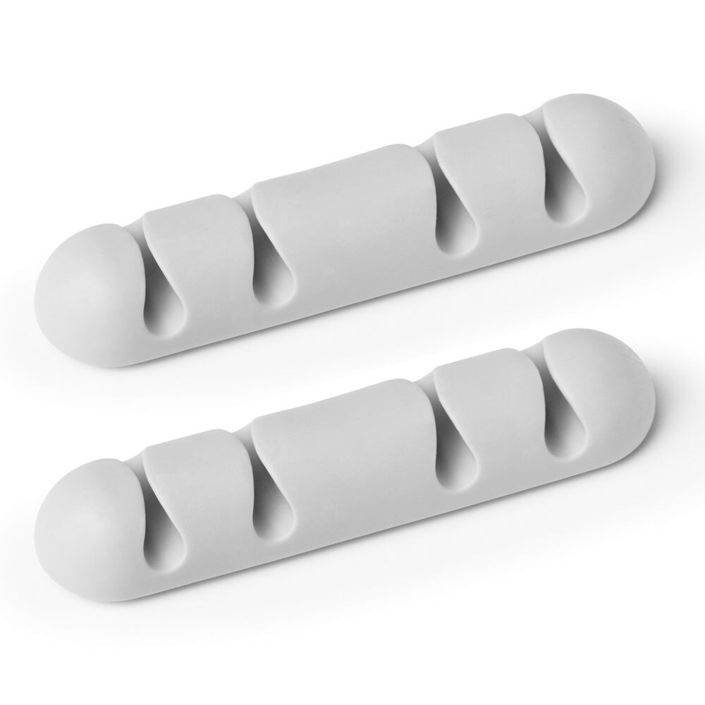 Durable Cable Clips Holder For 4 Wires | Pack of 2 | Grey 3M Self-Adhesive USB Charger Management Sticky Tidy for 4 Cables