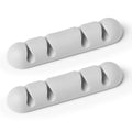 Durable Cable Clips Holder For 4 Wires | Pack of 2 | Grey 3M Self-Adhesive USB Charger Management Sticky Tidy for 4 Cables