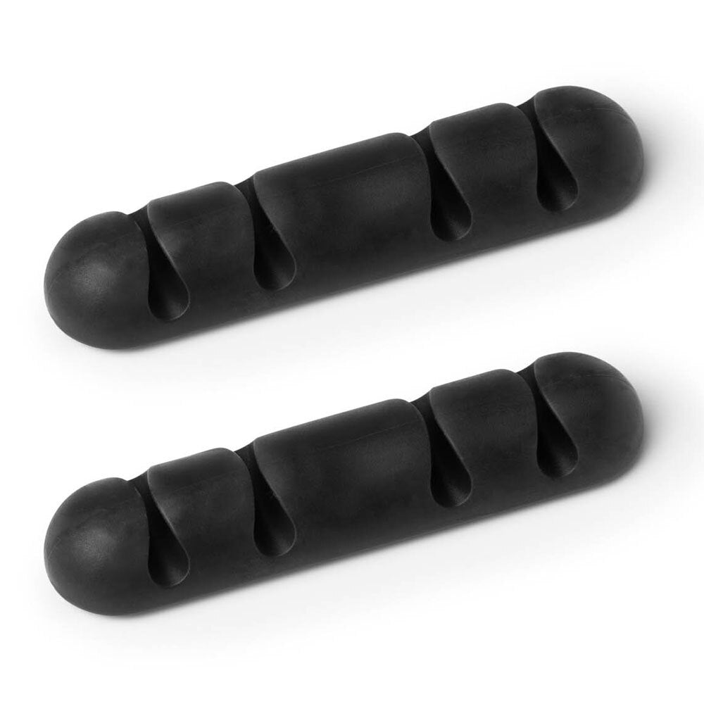 Durable Cable Clips Holder For 4 Wires | Pack of 2 | Black 3M Self-Adhesive USB Charger Management Sticky Tidy for 4 Cables