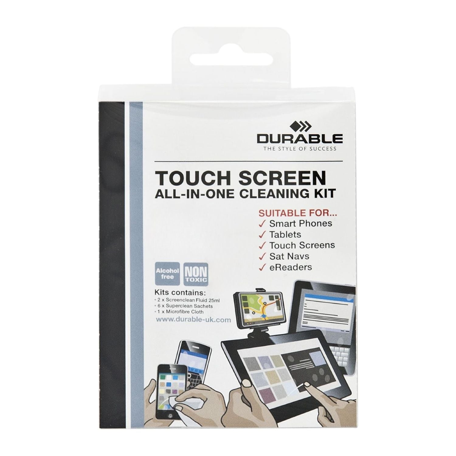 Durable Touch Screen Cleaning All-in-one Kit | 2 Streak-Free Sprays + Microfibre Cloth + 6 SUPERCLEAN Wipes + Case | Perfect for Camera Lens, Mobile Phone, Tablet Screens, Laptop Screens