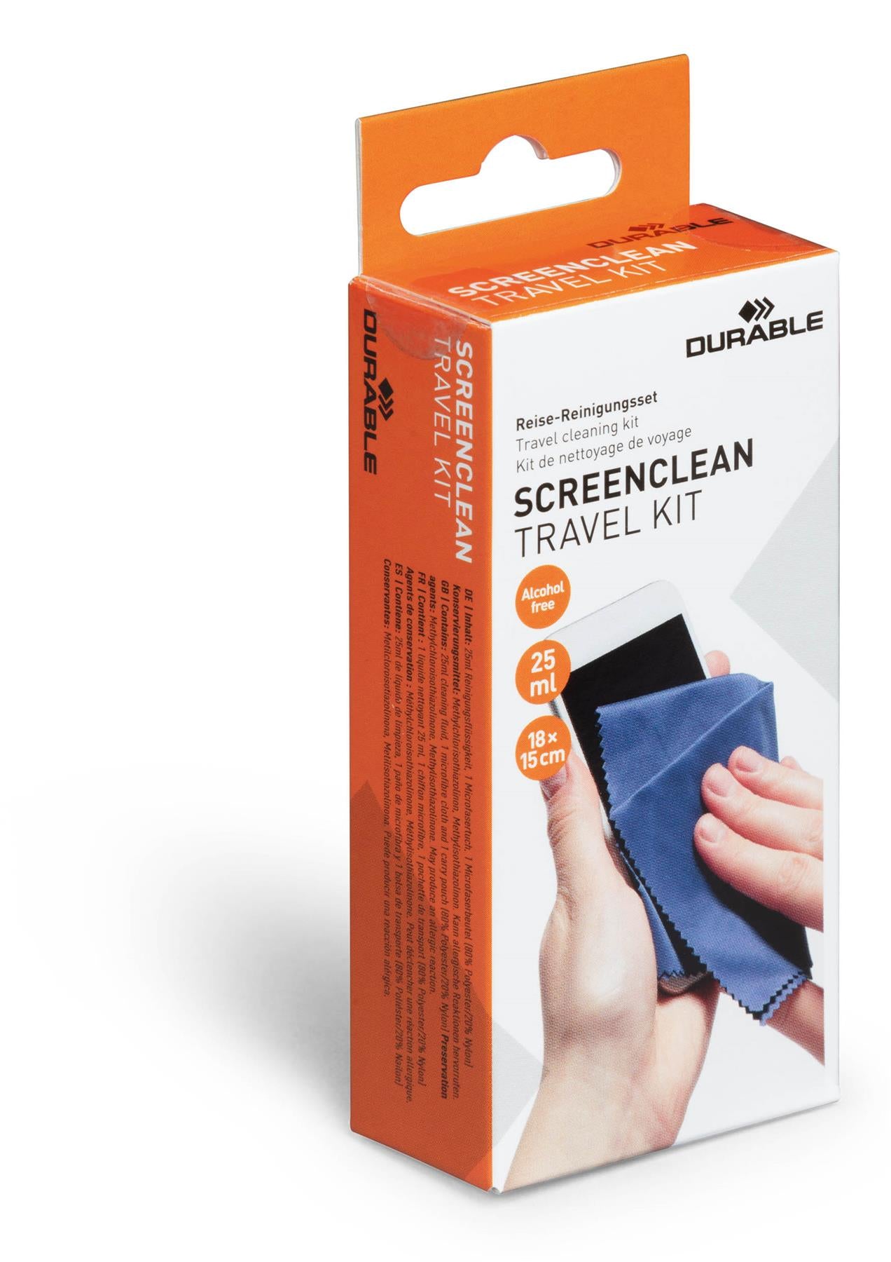 Durable SCREENCLEAN Streak-Free Spray and Microfiber Cloth Travel Kit | Perfect for Camera Lens, Mobile Phone, Tablet Screens, Laptop Screens | Easy Portable Kit + Compact Travel Pouch Included