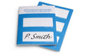 Durable Self-Adhesive Fabric Name Badges 30 x 60 mm | Blue Textile Labels for Clothing | 50 Pack