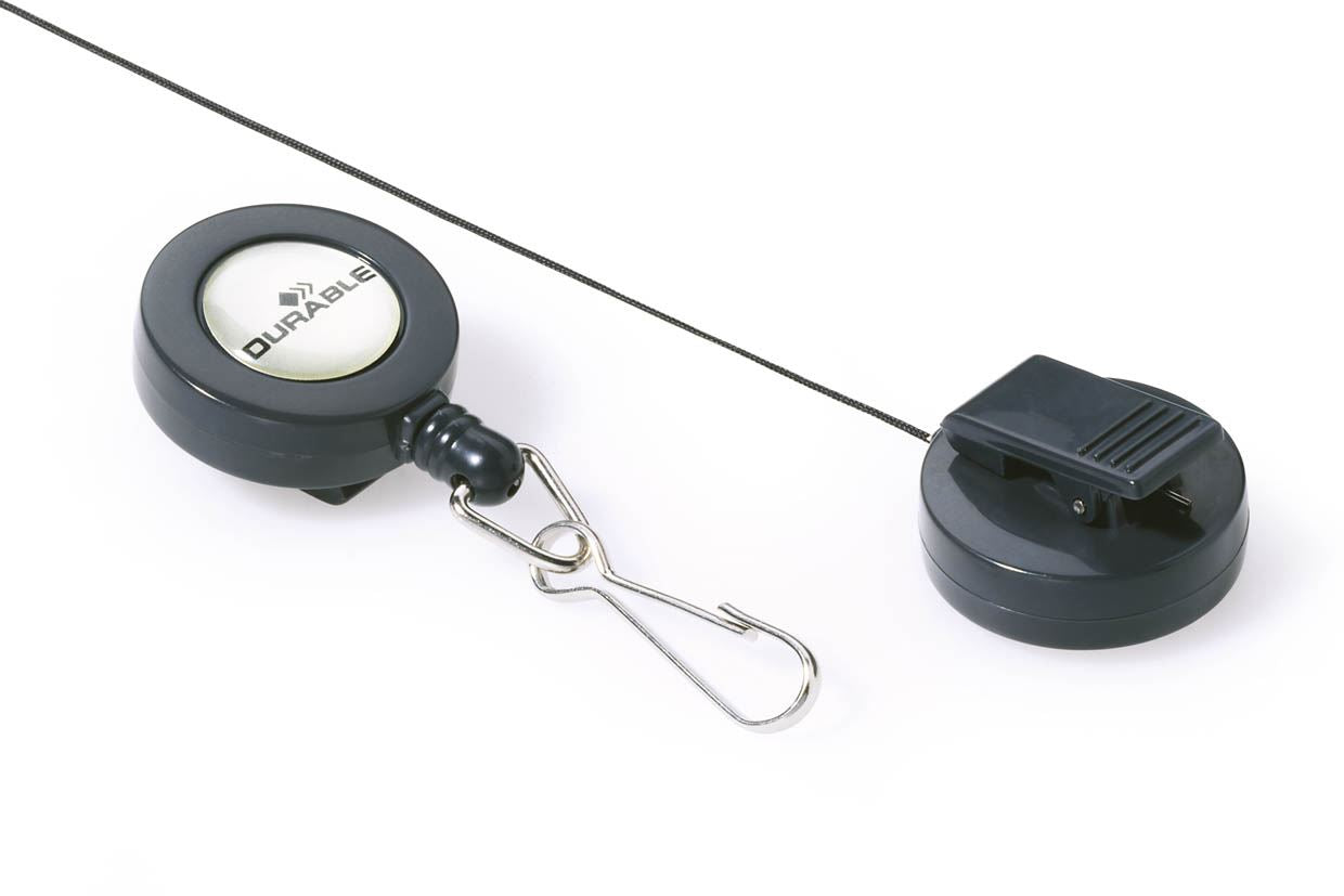 Durable Retractable Badge Reel with Hook 80 cm | ID Card, Pass & Key Holder Clip | 3 Pack Black