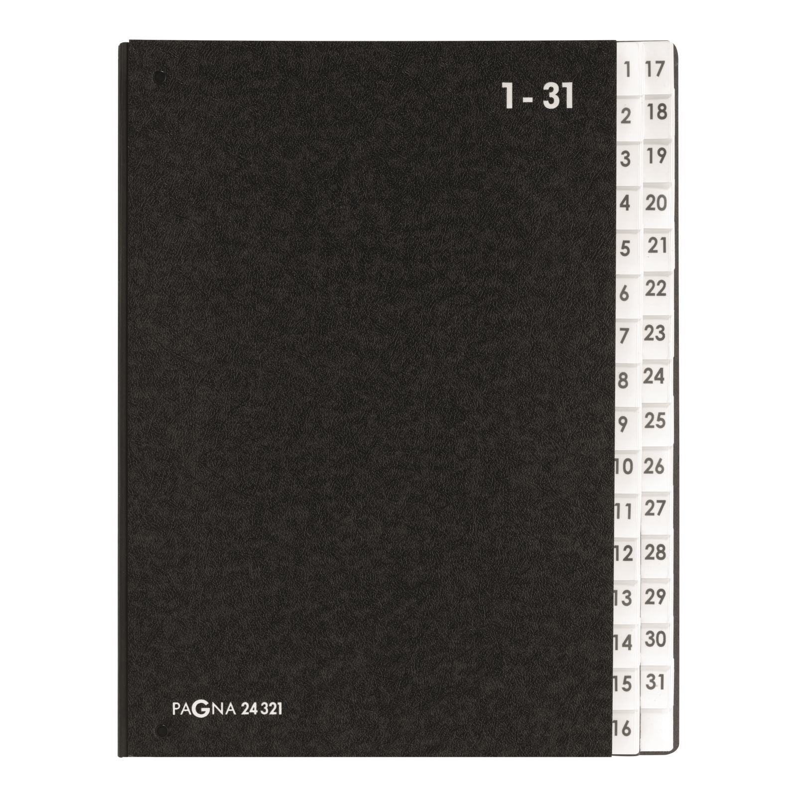 Pagna A4 Expanding Organiser File with Pressboard Pages | 1-31 Divider Tabs | Black